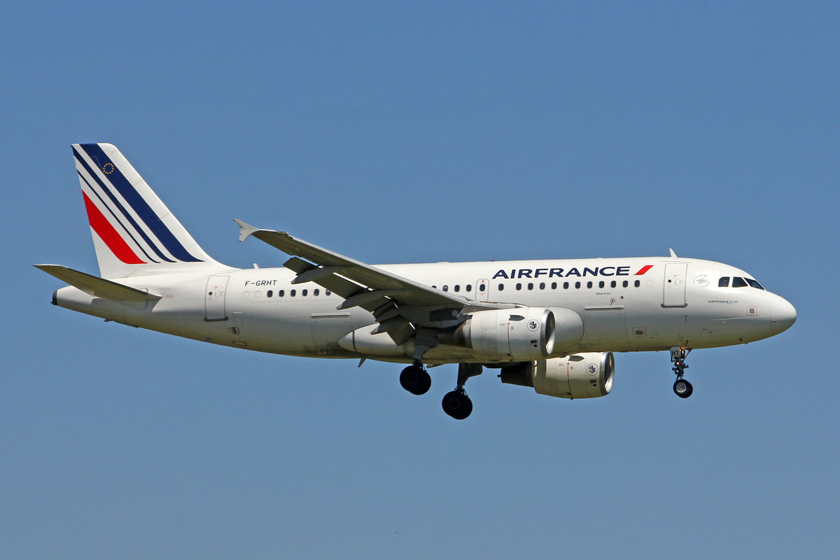 Air France, F-GRHT, Airbus A319-111, msn: 1449, 09.Juli 2018, ZRH Zürich, Switzerland.