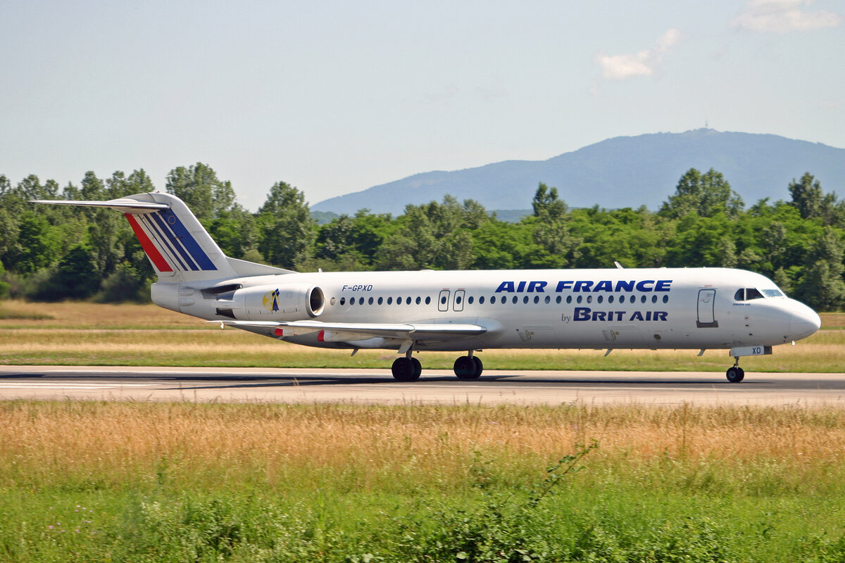 Air France (Operated by Brit Air), F-GPXD, Fokker 100, msn: 11494, 21.Juni 2008, BSL Basel - Mühlhausen, Switzerland.