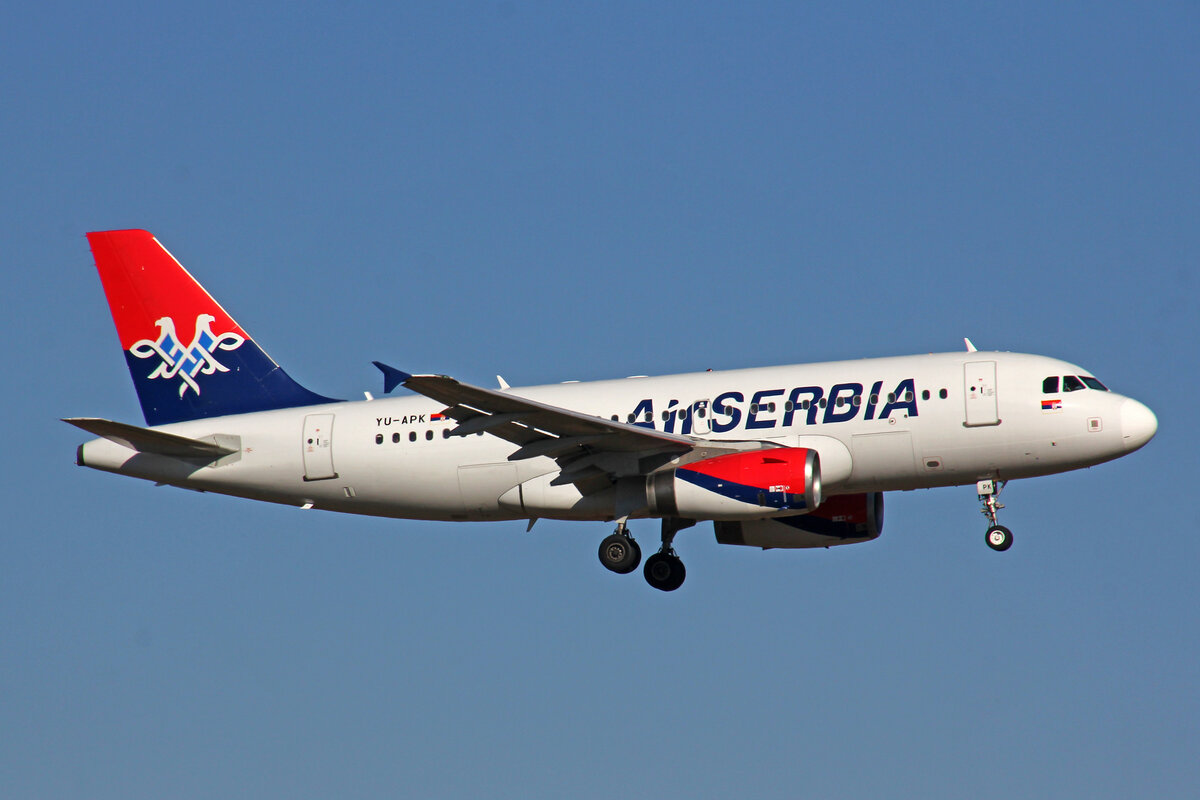 Air Serbia, YU-APK, Airbus A319-132, msn: 2032, 13.Februar 2022, ZRH Zürich, Switzerland.