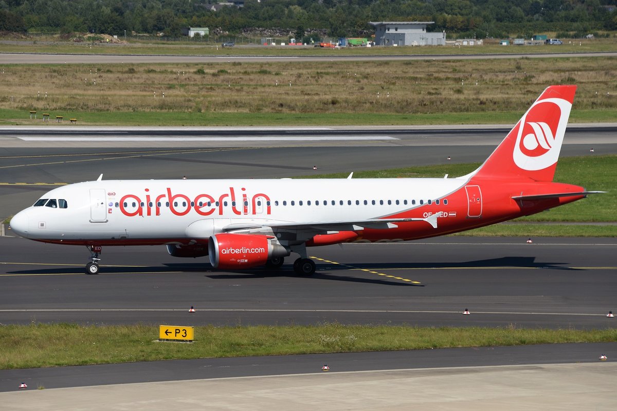 Airbus A320-214 - HG NLY Niki opfor Air Berlin 'AB colours' - 4606 - OE-LED - 17.08.2016 - DUS