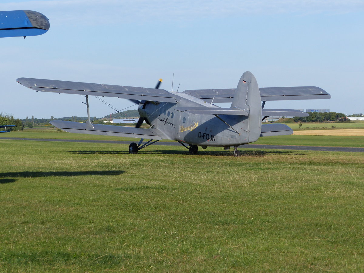 Antonow AN2, D-FOJN (ex. DDR-WJN), beim XVIII. European AN2 Meeting in Gera (EDAJ) am 13.8.2016