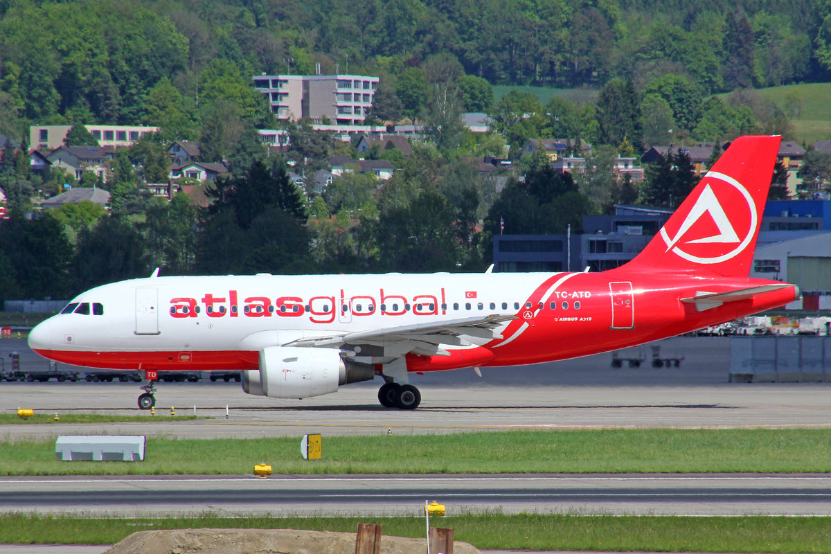 AtlasGlobal Airlines, TC-ATD, Airbus A319-112, msn: 1124, 13.Mai 2017, ZRH Zürich, Switzerland.