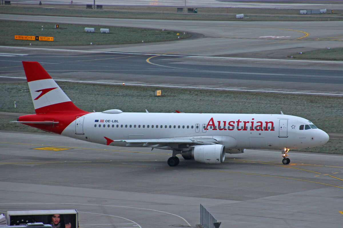 Austrian Airlines, OE-LBL, Airbus A320-214, msn: 2009,  Ausseerland , 20.Januar 2023, ZRH Zürich, Switzerland.
