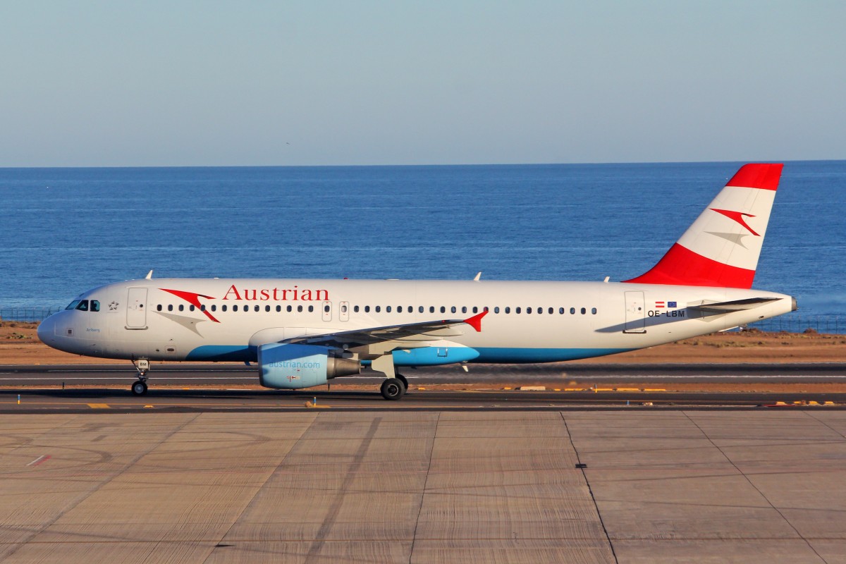 Austrian Airlines, OE-LBM, Airbus A320-214,  Arlberg , 19.Dezember 2015, ACE Lanzarote, Spain.