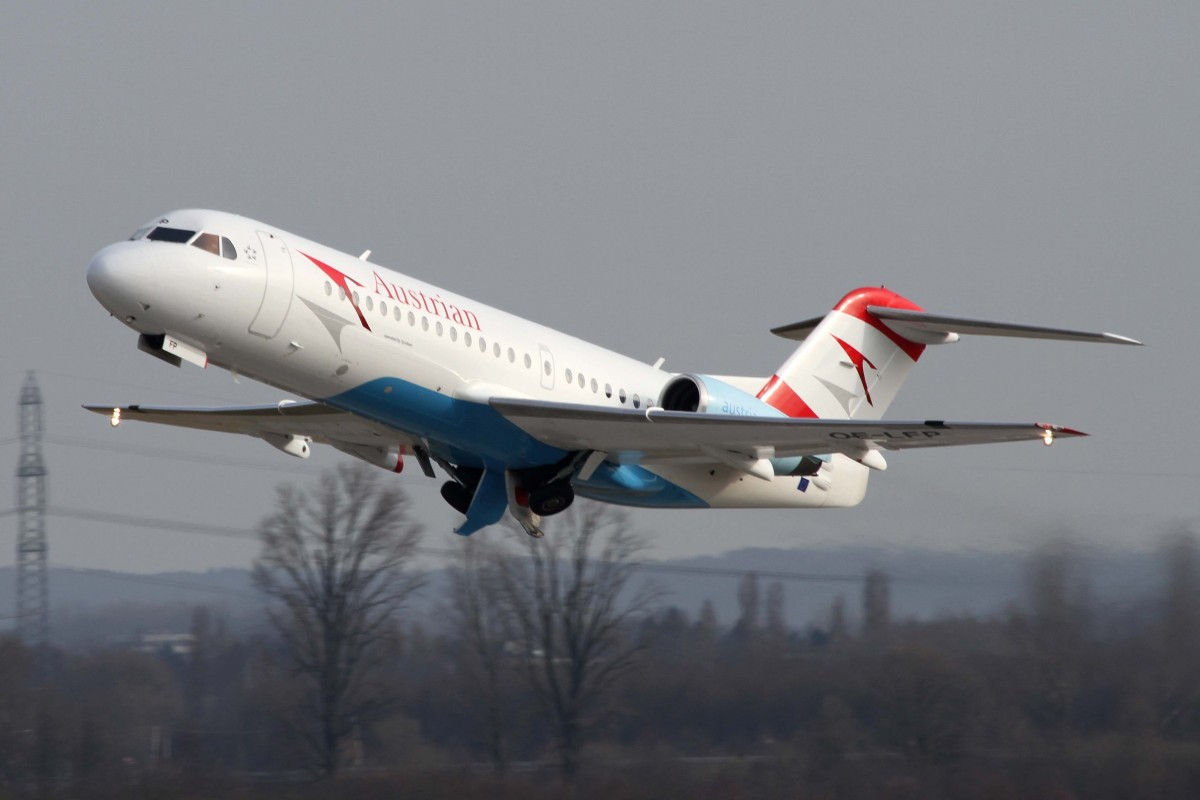Austrian Airlines, OE-LFP  Wels , Fokker, 70, 03.04.2015, DUS-EDDL, Düsseldorf, Germany
