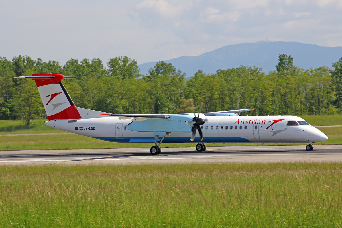 Austrian Airlines, OE-LGD, Bombardier DHC 8-402,  Steiermark , 18.Mai 2016, BSL Basel, Switzerland.