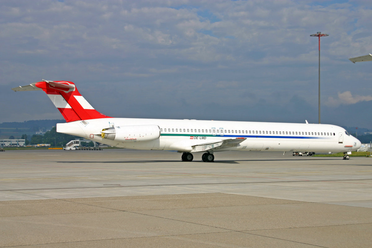 Austrian Airlines, OE-LMD, McDonnell Douglas MD-83, msn: 49933/1837, 09.Juli 2005, ZRH Zürich, Switzerland.