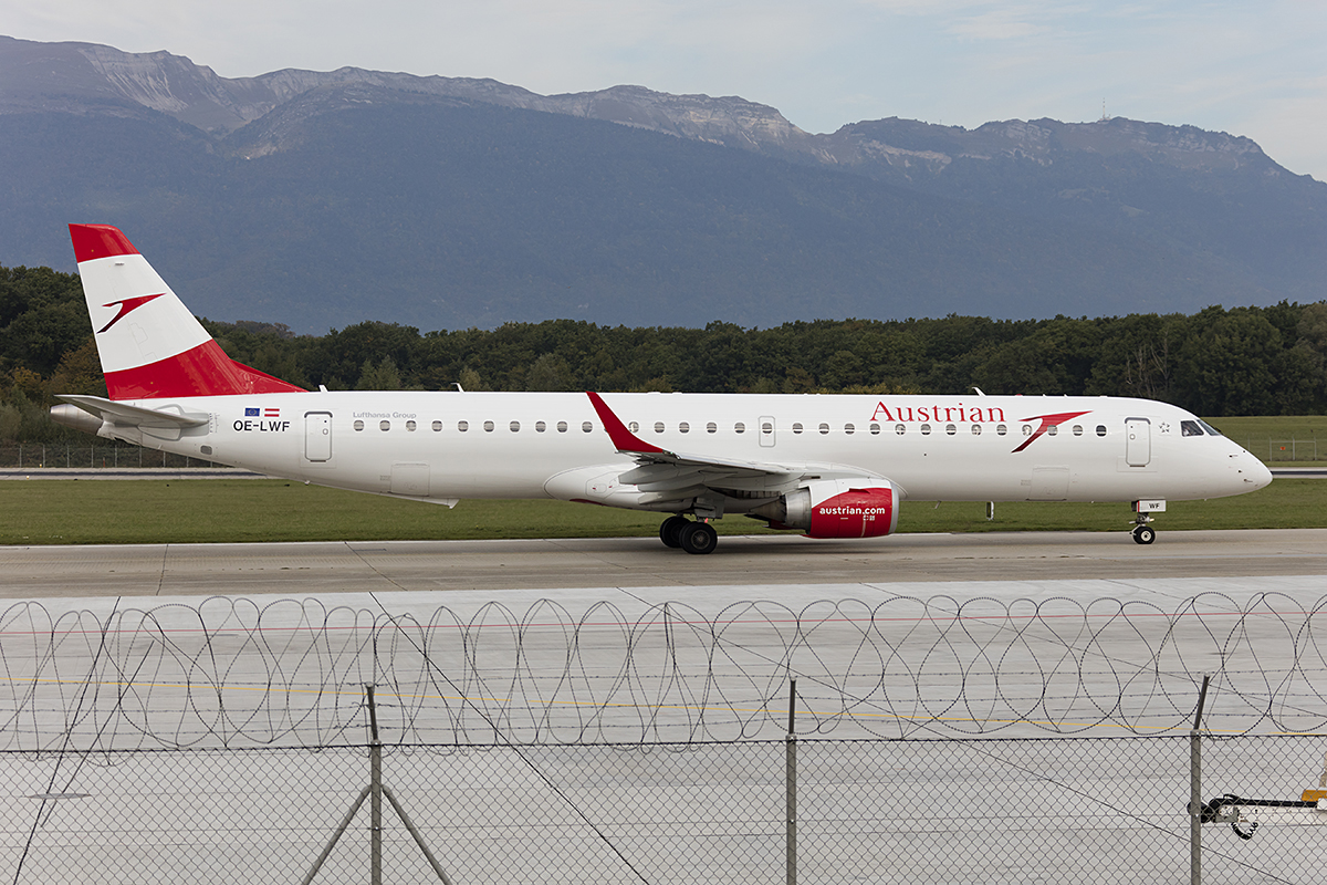 Austrian, OE-LWF, Embraer, ERJ-195, 24.09.2017, GVA, Geneve, Switzerland 



