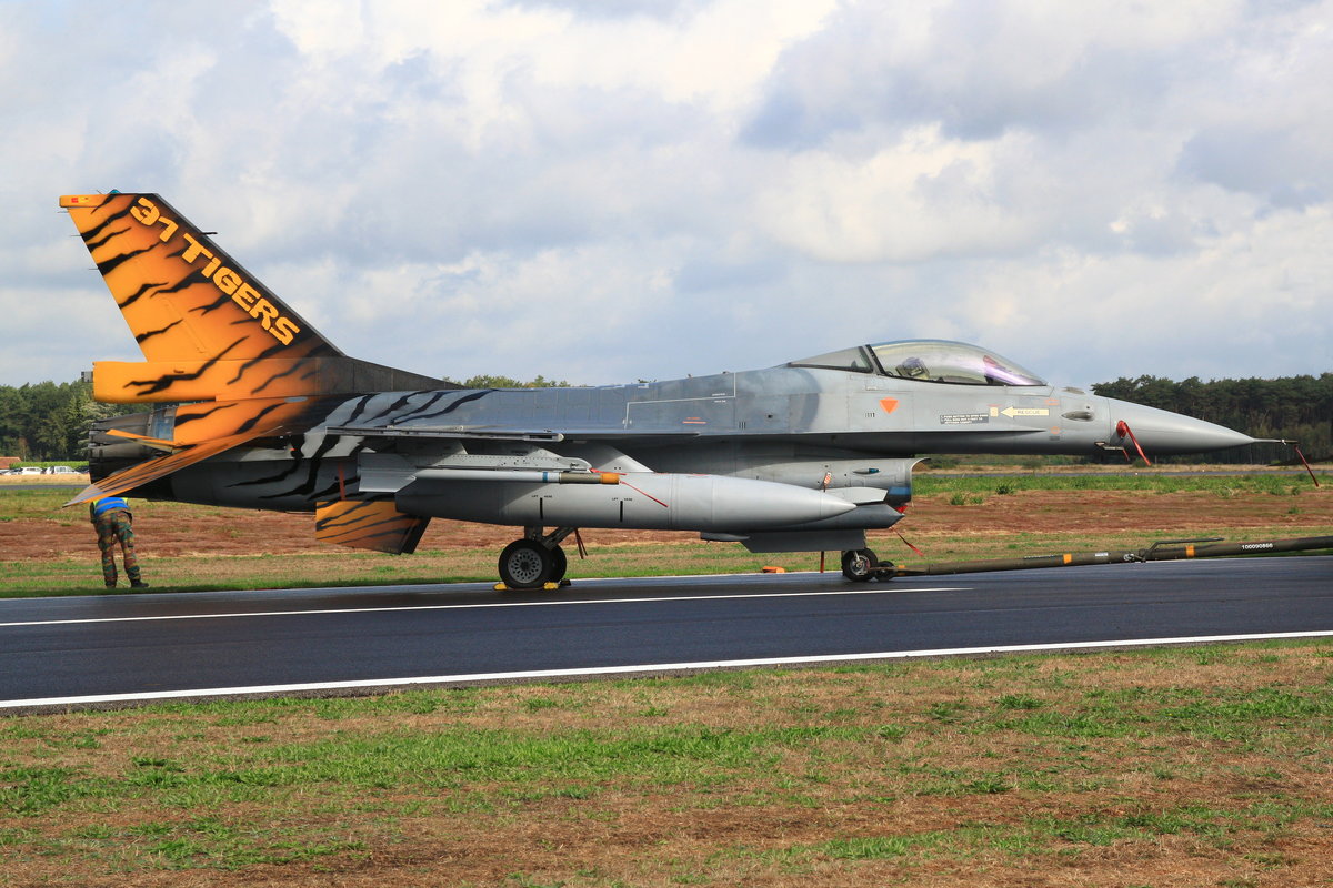 Belgian Air Force, General Dynamics F-16 von der 31 Tiger Squadron/10th Tactical Wing. Belgian Air Force Days, 07.09.2018, Kleine Brogel Airbase. 