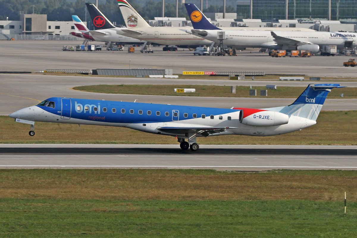 bmi Regional, G-RJXE, Embraer, ERJ-145 EP, MUC-EDDM, München, 20.08.2018, Germany