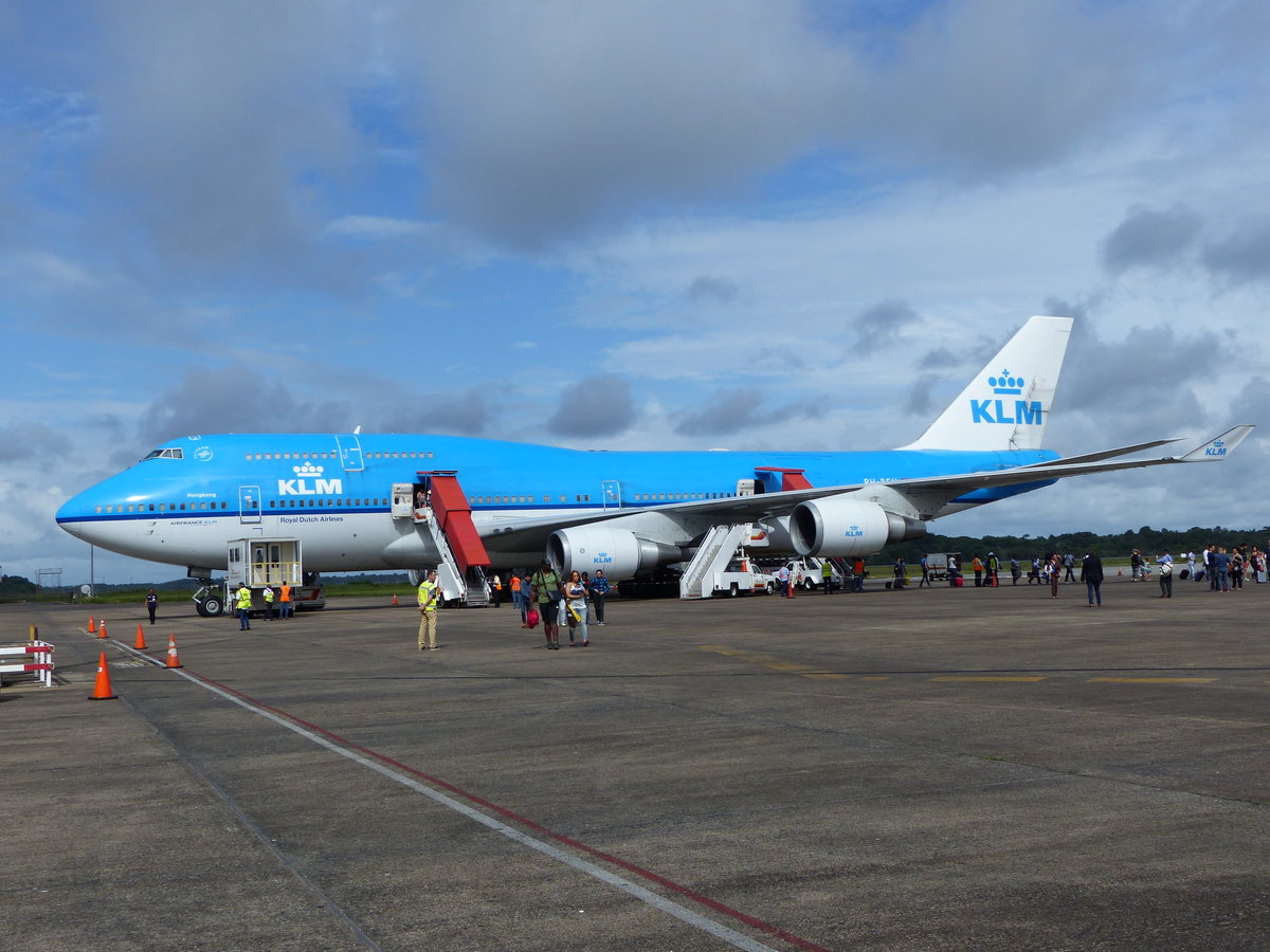 Boeing 747-400, PH-BFH, KLM, J.A.Pengel International Airport Paramaribo (PBM), 25.5.2017