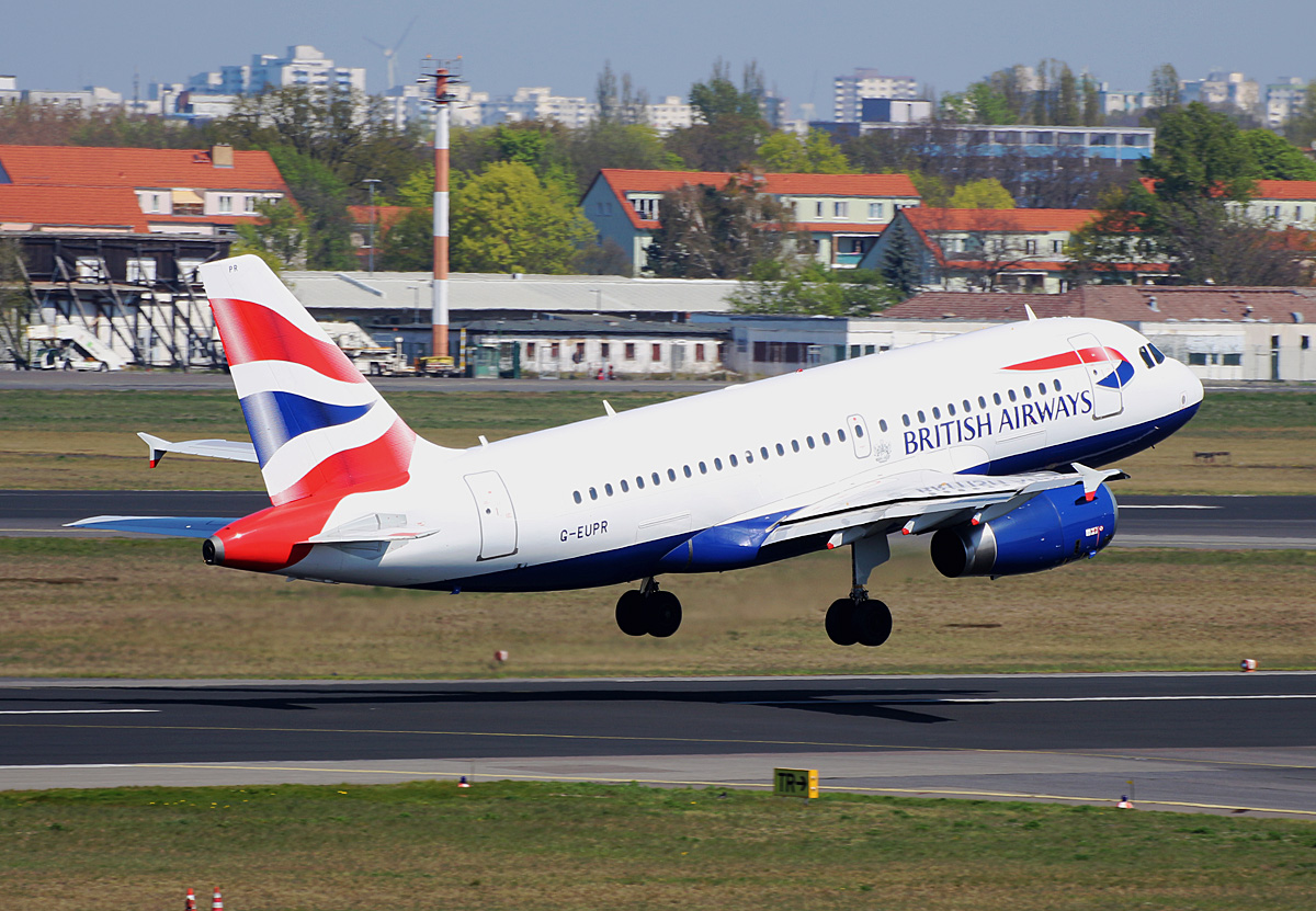 British Airways, Airbus A 319-131, G-EUPR, TXL, 19.04.2019