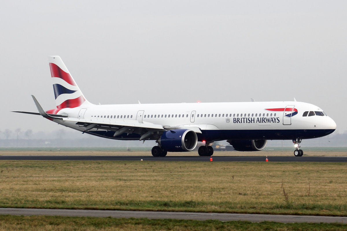 British Airways Airbus A321-251NX G-NEOW nach der Landung in Amsterdam 28.12.2019