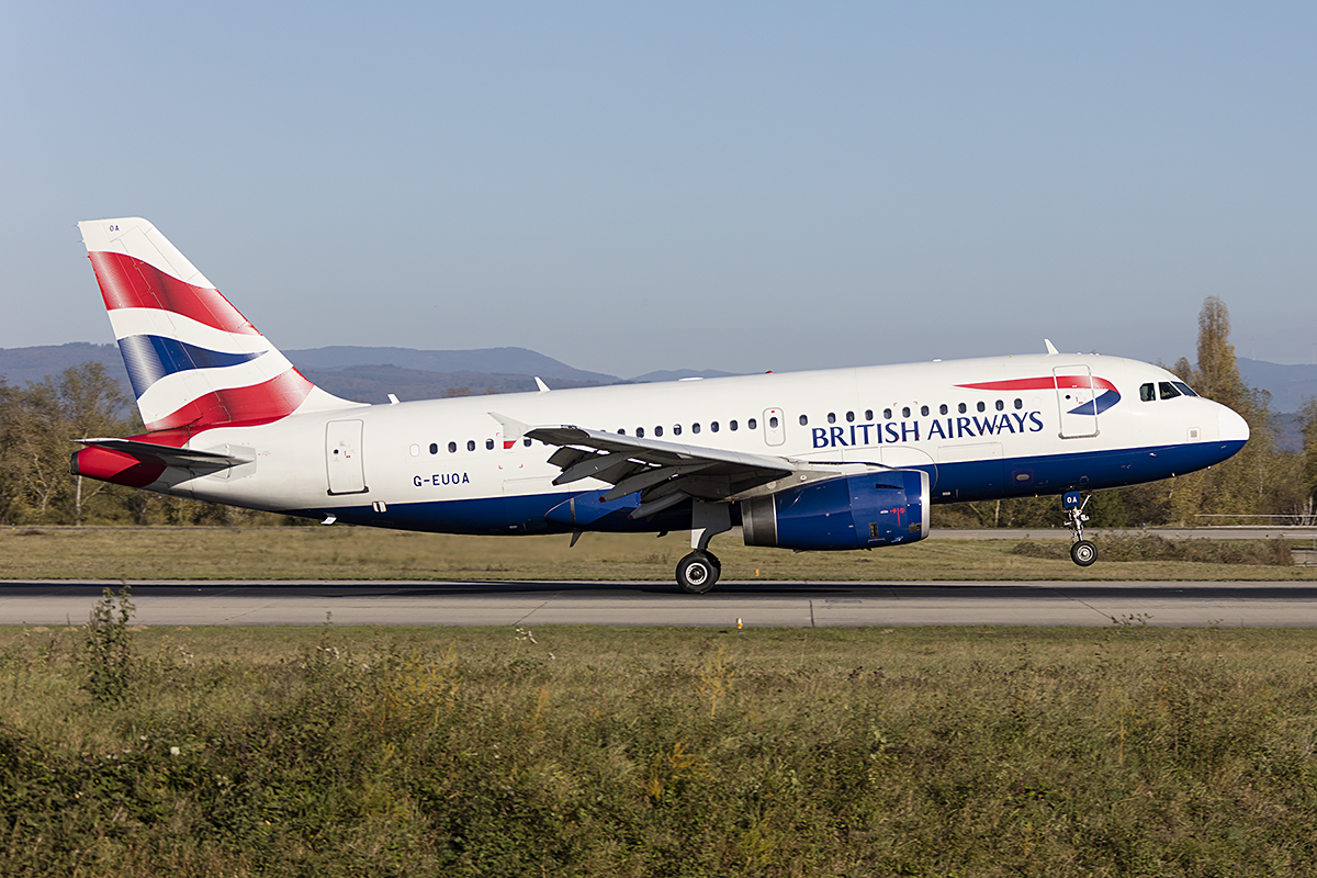 British Airways, G-EUOA, Airbus, A319-131, 31.10.2017, BSL, Basel, Switzerland 


