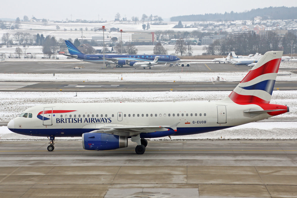 British Airways, G-EUOB, Airbus A319-131, msn: 1529, 19.Januar 2017, ZRH Zürich, Switzerland.