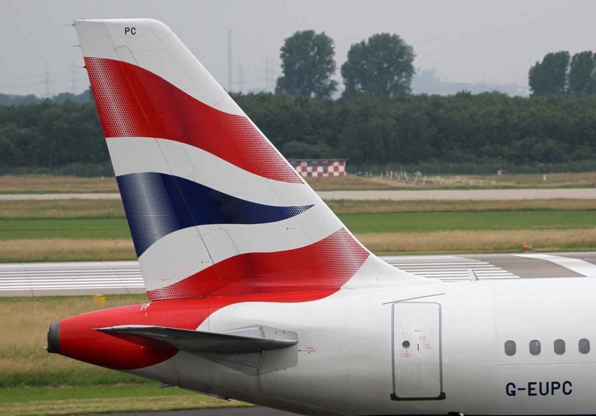 British Airways, G-EUPC, Airbus, A 319-100 (Seitenleitwerk/Tail), 01.07.2013, DUS-EDDL, Dsseldorf, Germany 