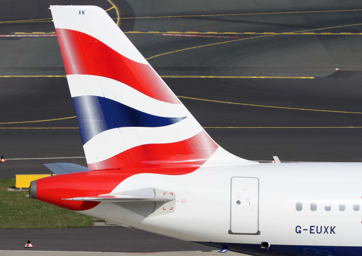 British Airways, G-EUXK, Airbus, A 321-200 (Seitenleitwerk/Tail, 02.04.2014, DUS-EDDL, Dsseldorf, Germany 