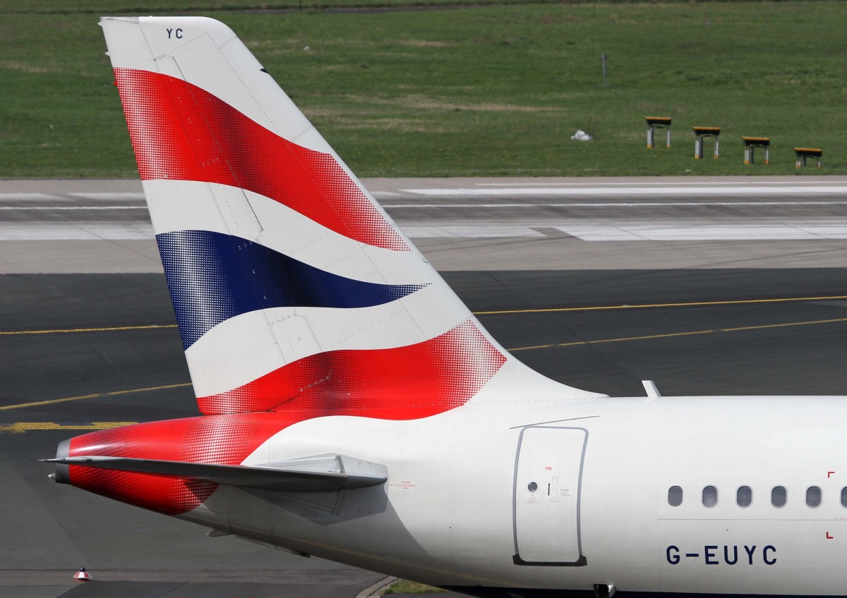 British Airways, G-EUYC, Airbus, A 320-200 (Seitenleitwerk/Tail), 02.04.2014, DUS-EDDL, Dsseldorf, Germany 