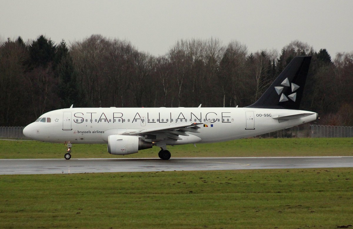 Brussels Airlines, OO-SSC, MSN 1086, Airbus A 319-112,30.12.2017, HAM-EDDH, Hamburg, Germany (Star Alliance livery) 