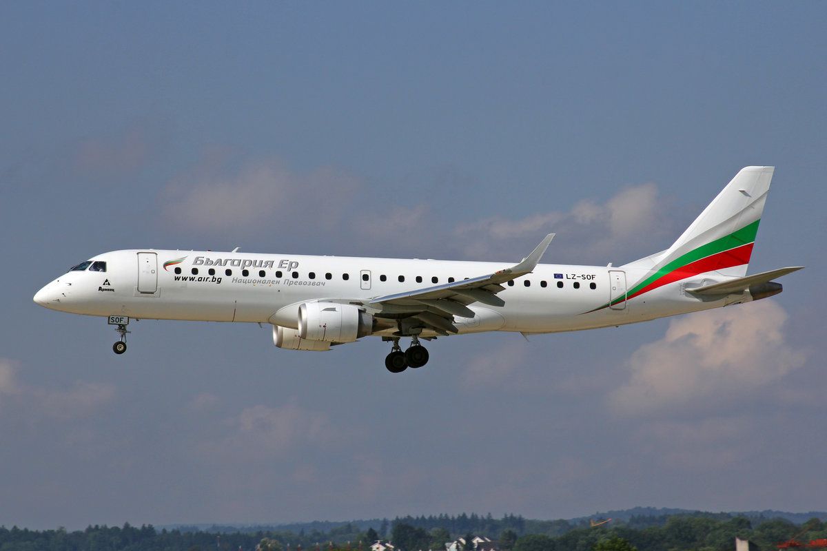 Bulgaria Air, LZ-SOF, Embraer ERJ-190LR, msn. 19000492, 21.Juli 2017, ZRH Zürich, Switzerland.