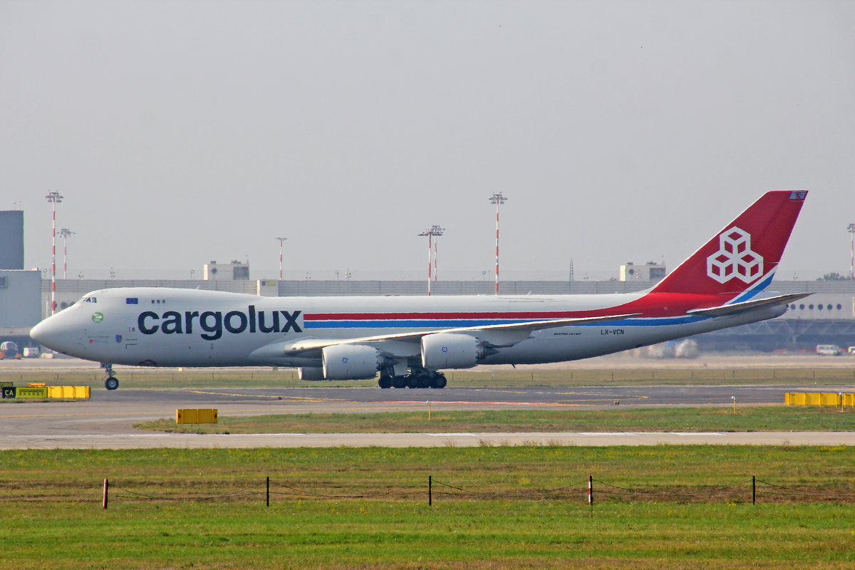 Cargolux, LX-VCN, Boeing B747-8R7F, msn: 38076/1534,  Spirit of Schengen , 15.Oktober 2018, MXP Milano-Malpensa, Italy.