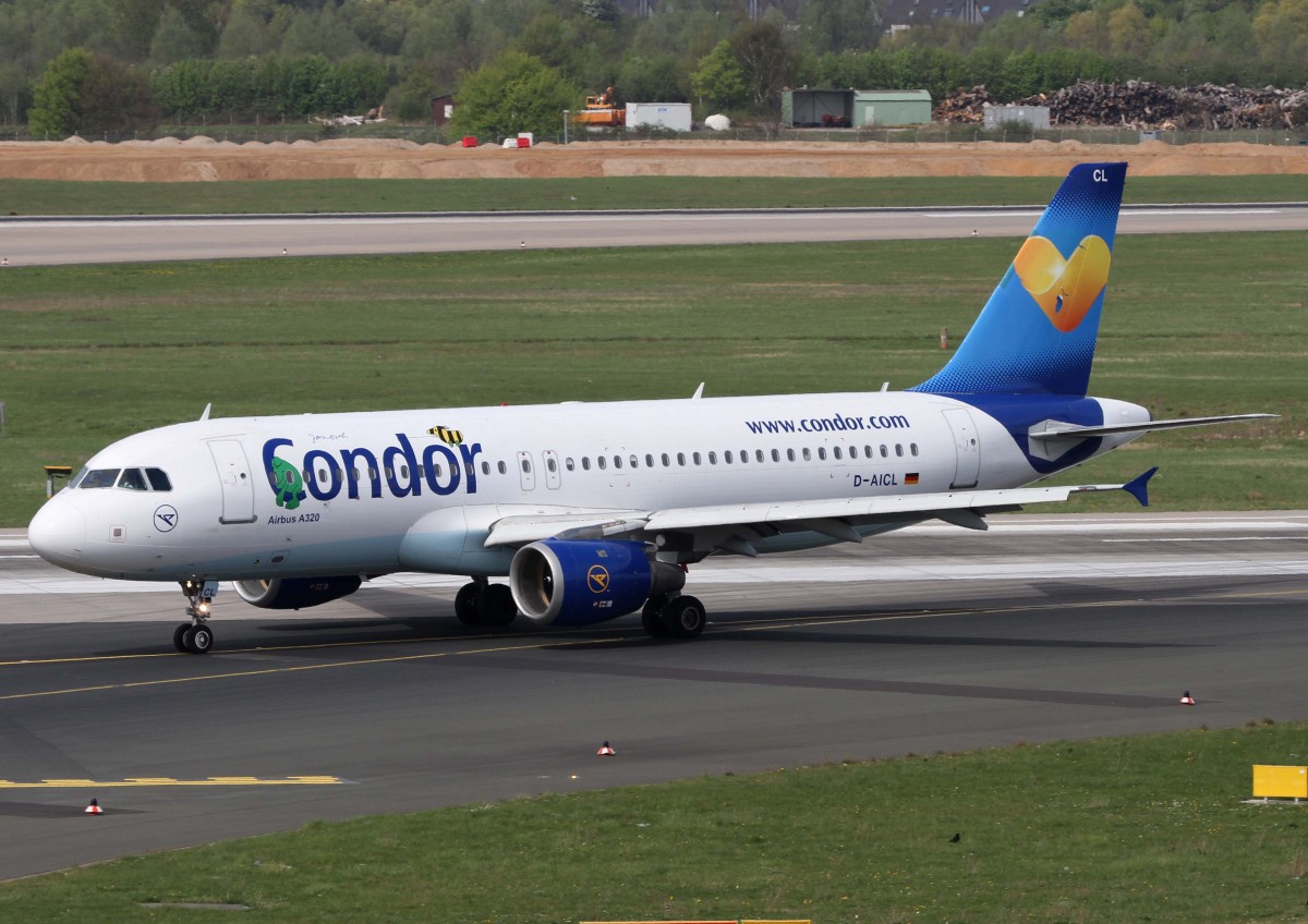 Condor (ex Condor-Berlin), D-AICL, Airbus, A 320-200 (Janosch-Sticker & Mischlackierung  Sunny Hart ), 02.04.2014, DUS-EDDL, Dsseldorf, Germany