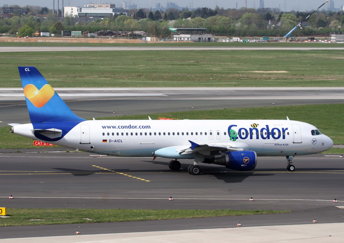 Condor (ex Condor-Berlin), D-AICL, Airbus, A 320-200 (Janosch-Sticker & Mischlackierung  Sunny Hart ), 02.04.2014, DUS-EDDL, Dsseldorf, Germany