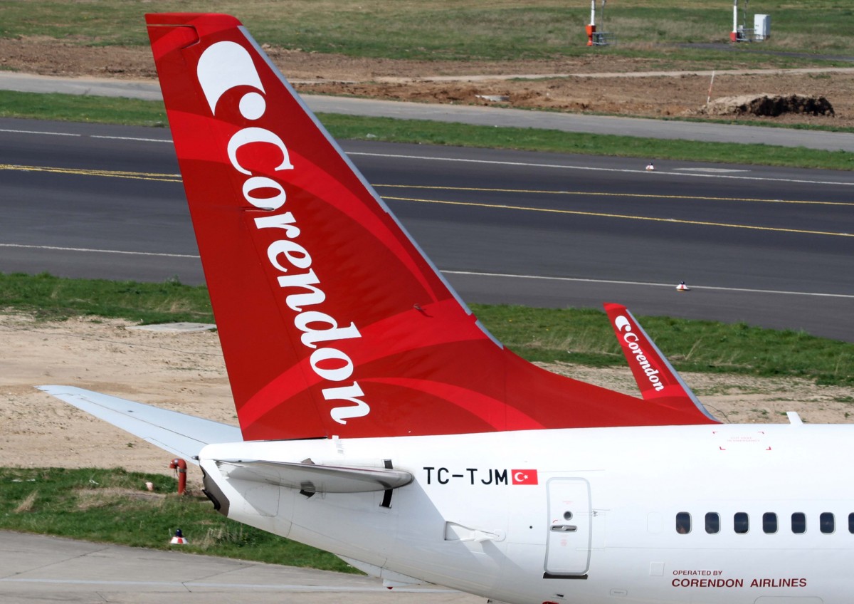 Corendon Airlines, TC-TJM, Boeing 737-800 wl (Seitenleitwerk/Tail), 02.04.2014, DUS-EDDL, Dsseldorf, Germany 