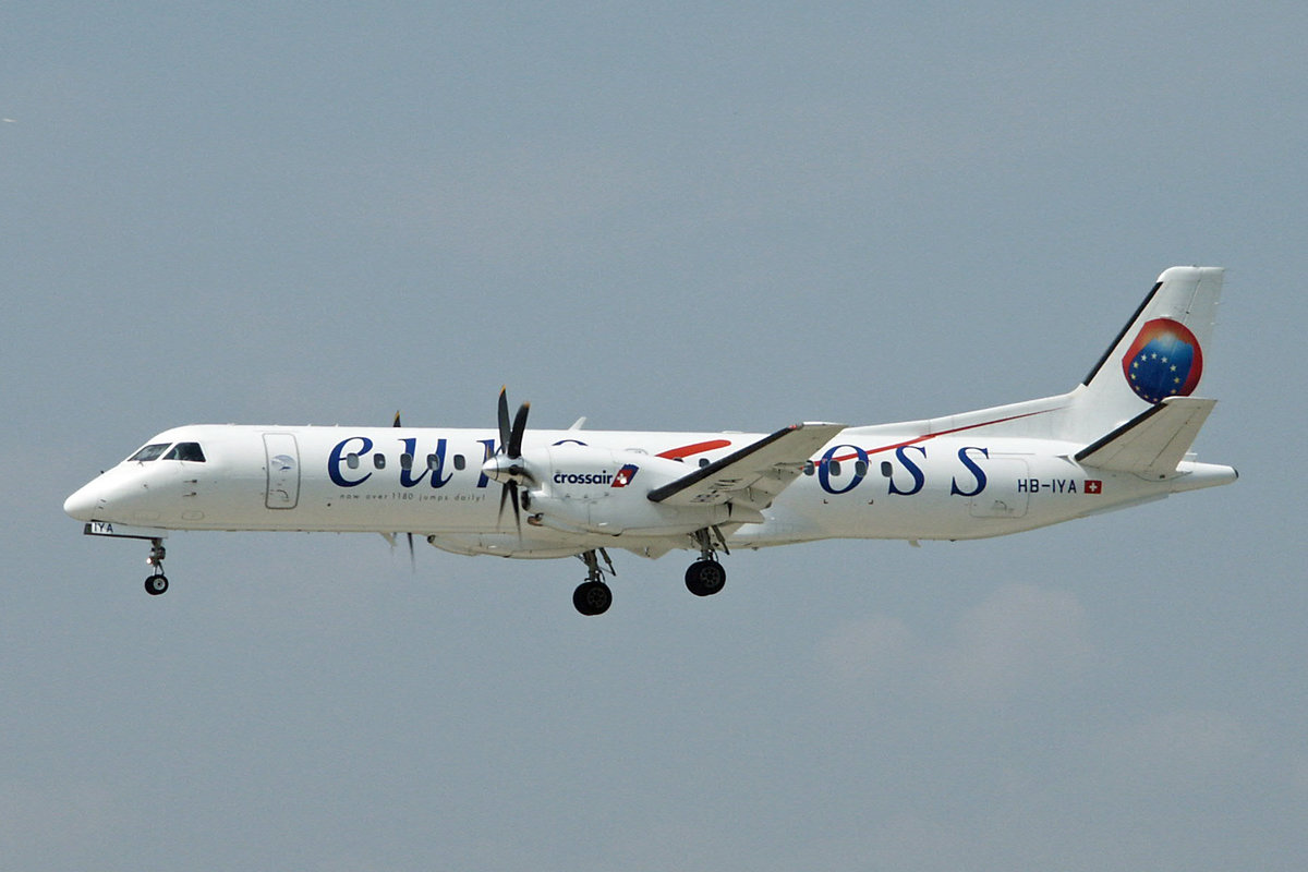 Crossair, HB-IYA, Saab 2000, 11.Juni 2003, ZRH Zürich, Switzerland.