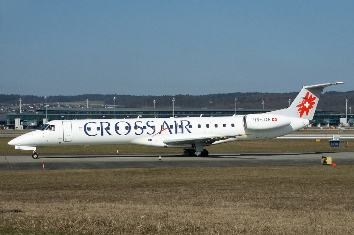 Crossair, HB-JAE, Embraer ERJ-145, 16.März 2003, ZRH Zürich, Switzerland.