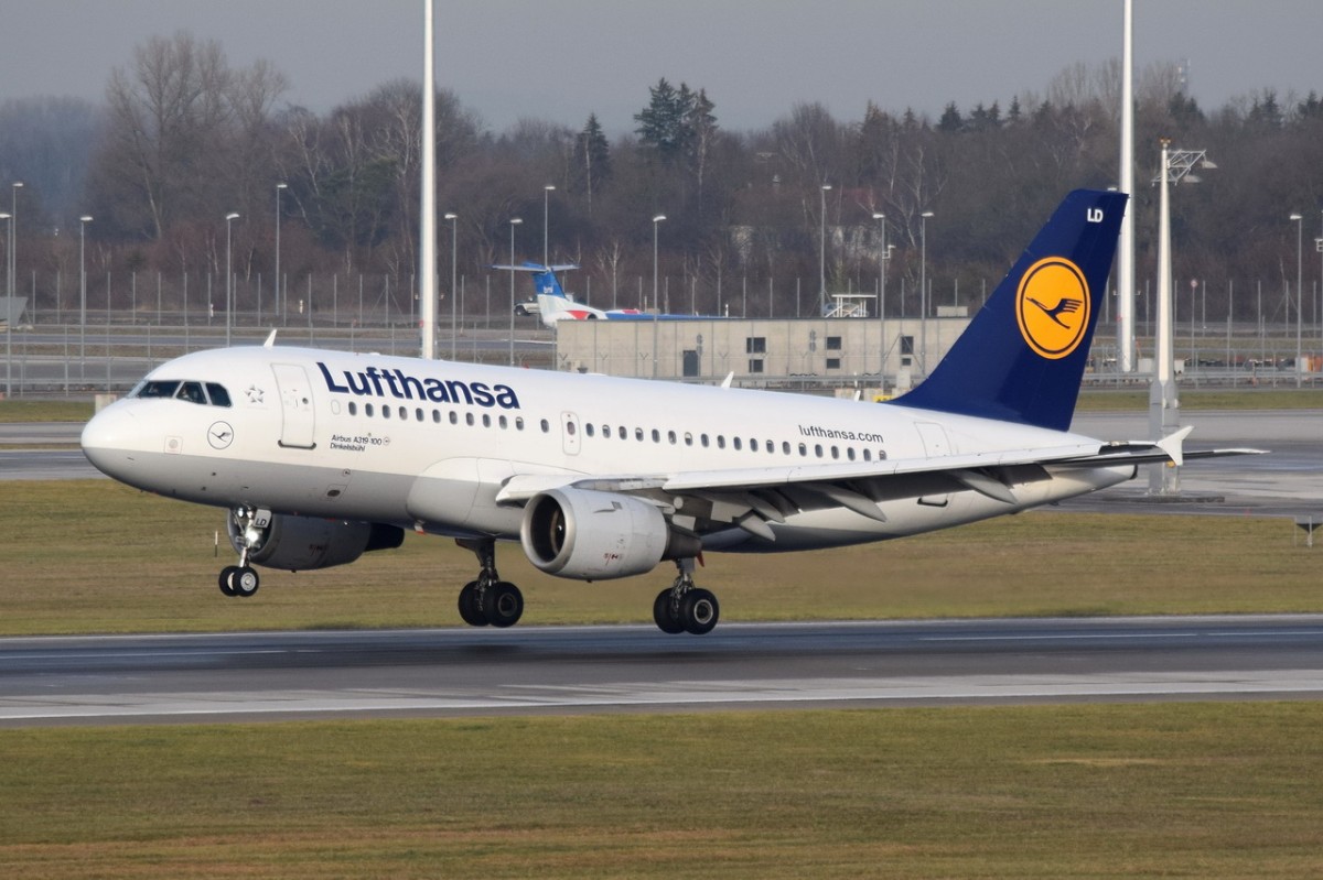 D-AILD Lufthansa Airbus A319-114  Dinkelsbühl  in München am 11.12.2015 vor dem aufsetzen
