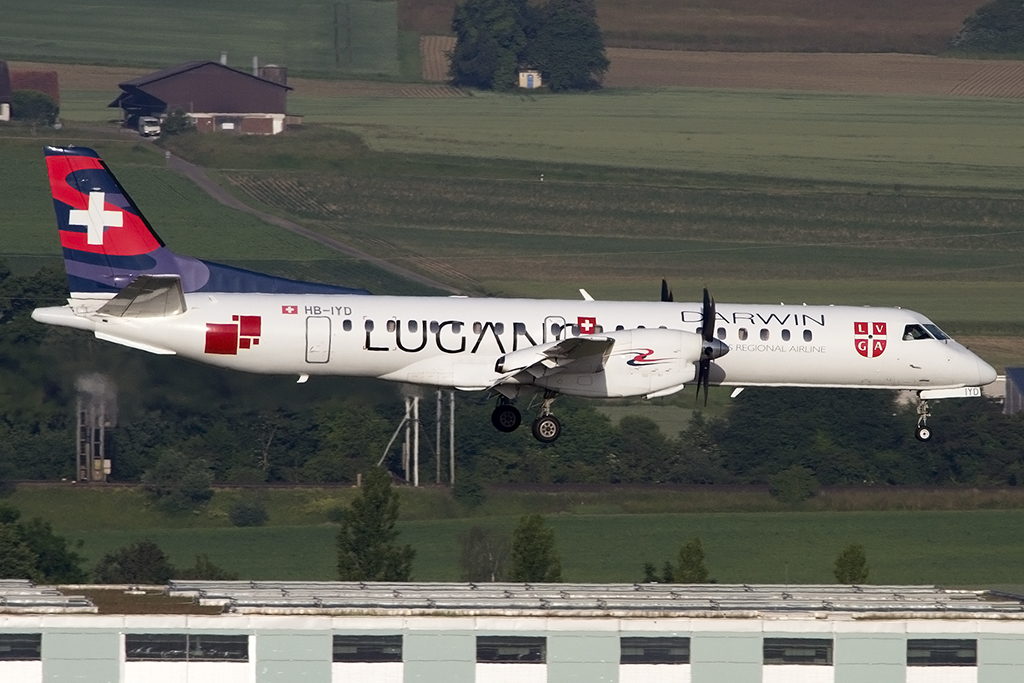 Darwin Airlines, HB-IYD_, Saab, 2000, 08.06.2014, ZRH, Zuerich, Switzerland 




