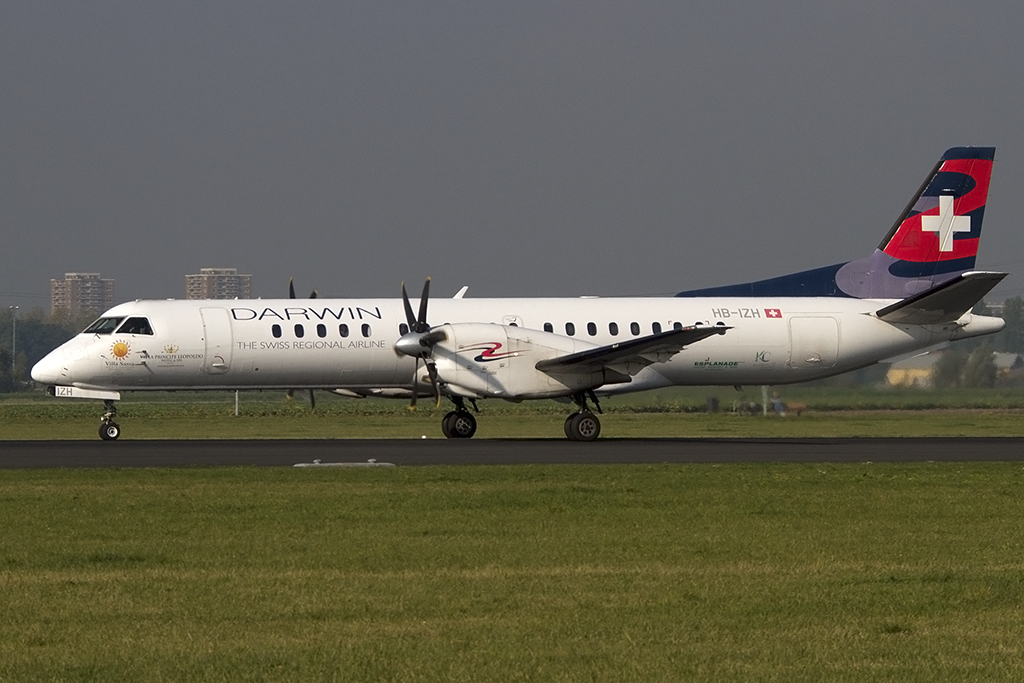 Darwin Airlines, HB-IZH, Saab, 2000, 07.10.2013, AMS, Amsterdam, Netherlands




