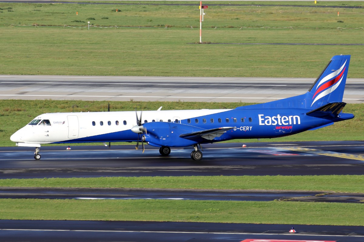Eastern Airways G-CERY rollt zur Parkposition in Düsseldorf 21.11.2015