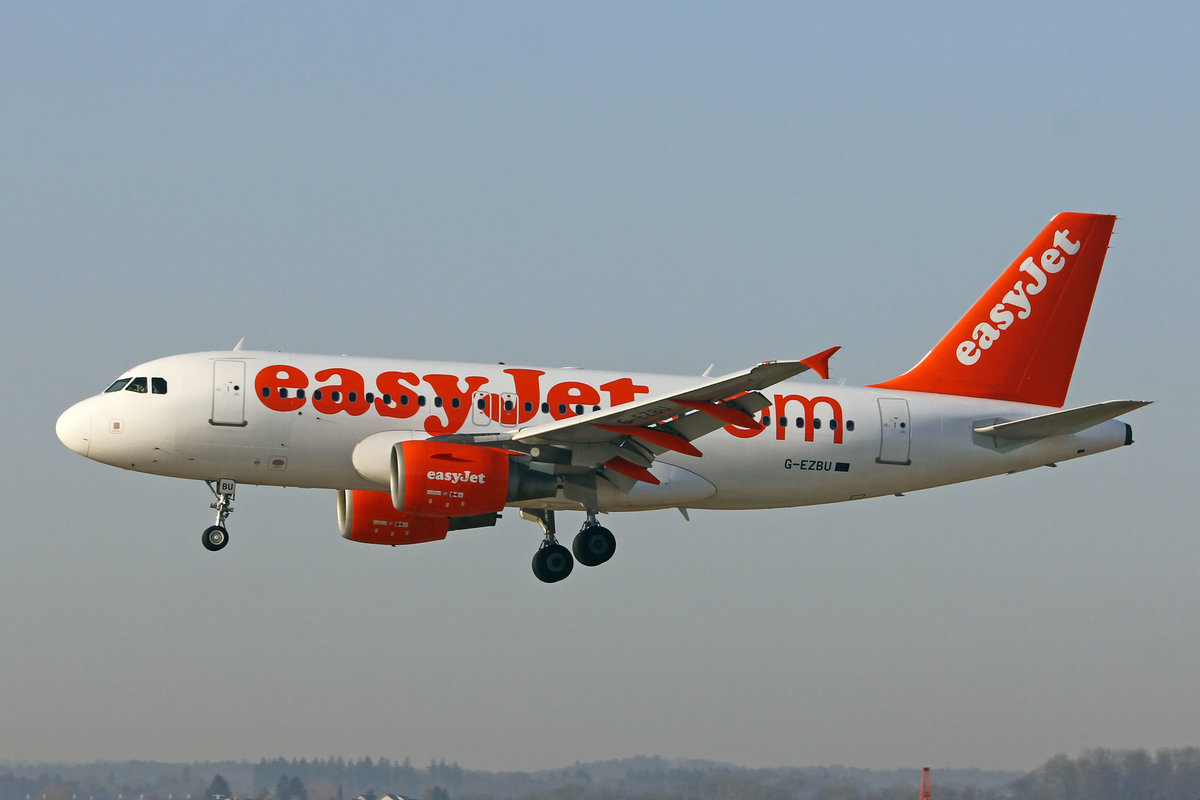 easyJet, G-EZBU, Airbus A319-111, msn: 3118, 21.Februar 2019, ZRH Zürich, Switzerland.