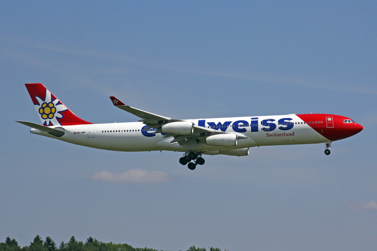Edelweiss Air, HB-JMF, Airbus A340-313X,  Belalp , 21.Juli 2017, ZRH Zürich, Switzerland.