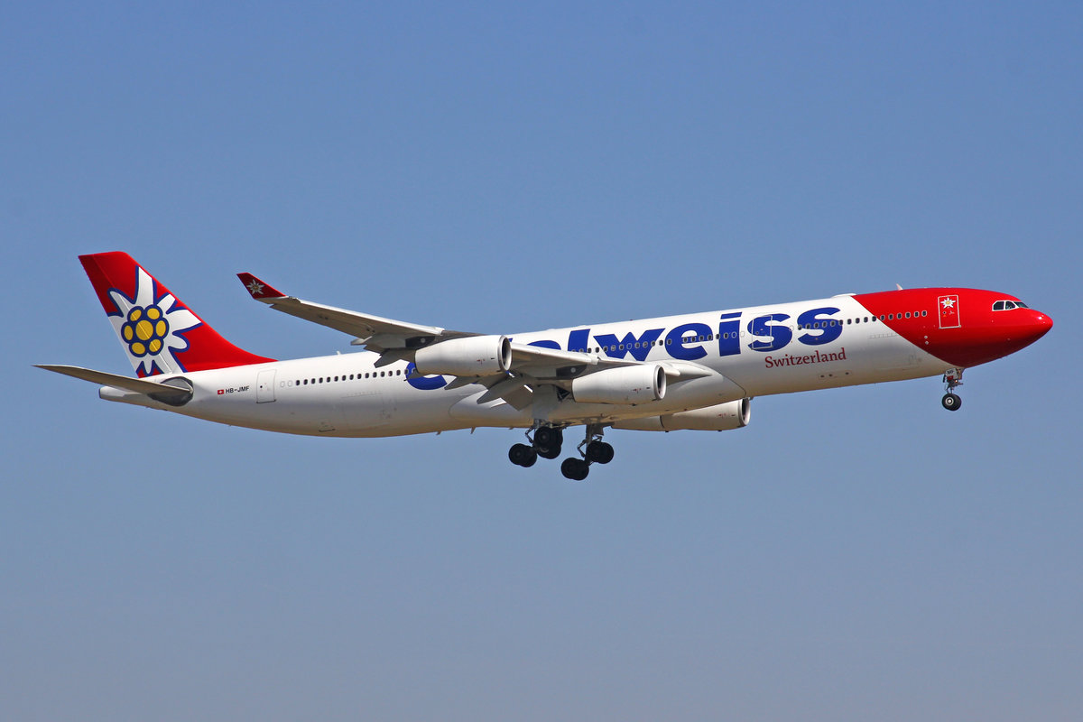 Edelweiss Air, HB-JMF, Airbus A340-313X, msn: 561,  Belalp , 24.März 2018, ZRH Zürich, Switzerland.