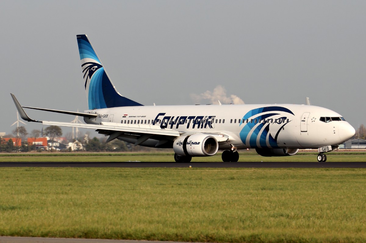 Egyptair SU-GEB nach der Landung in Amsterdam 1.11.2014