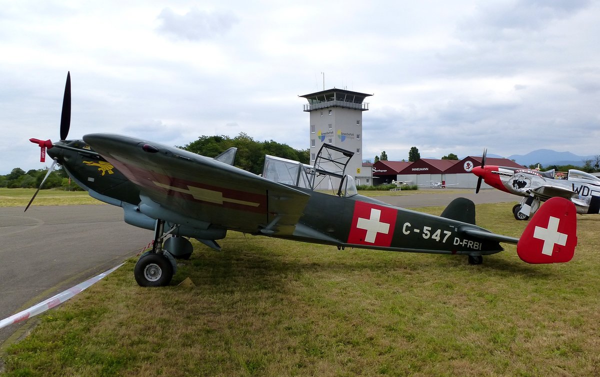 EKW C-3603, D-FRBI, Militärflugzeug aus der Schweiz, von 1942-52 im Einsatz, Flugplatzfest Bremgarten, Juni 2017