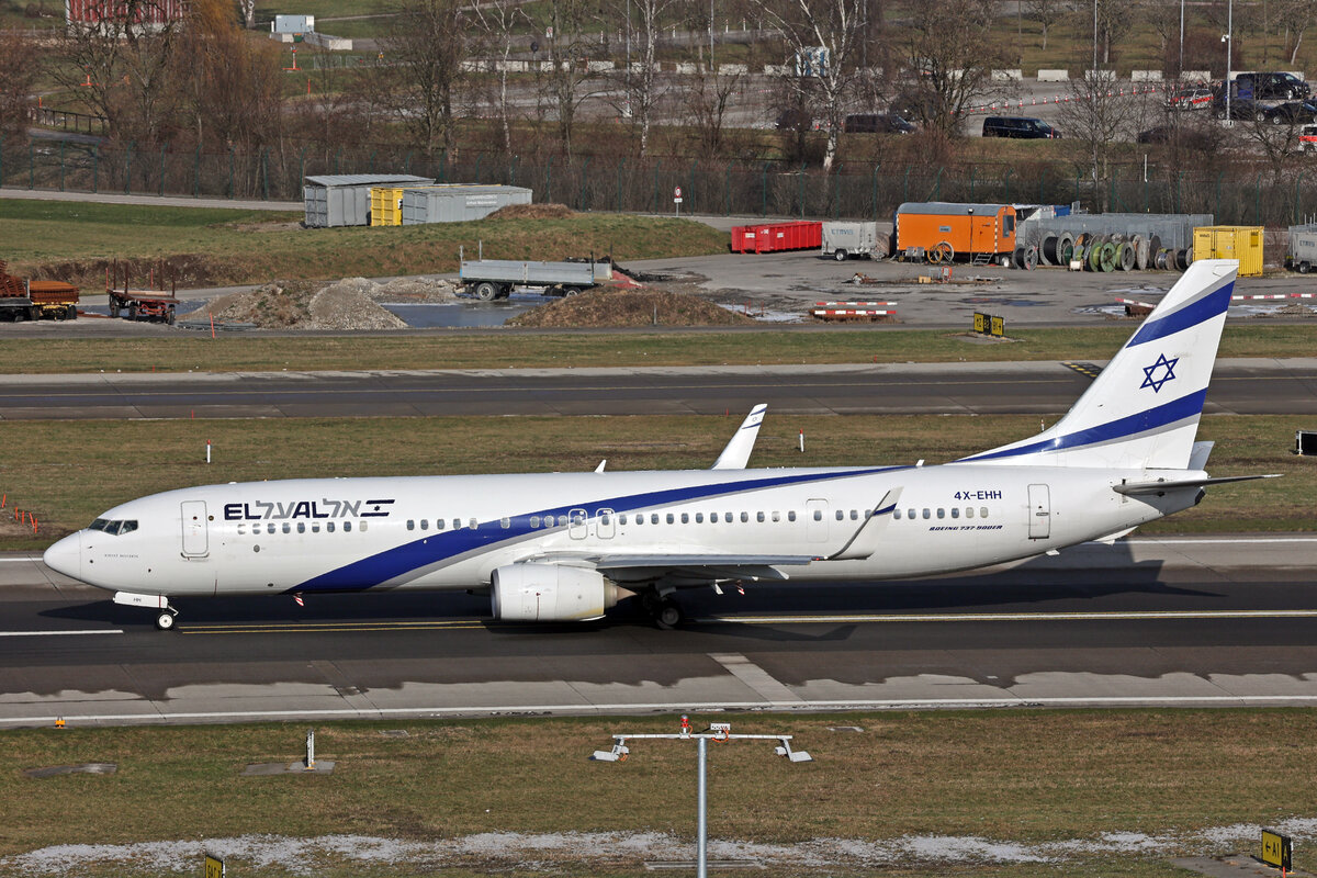 El AL Israel Airlines, 4X-EHH, Boeing B737-958ER, msn: 41558/5791, 16.Januar 2024, ZRH Zürich, Switzerland.