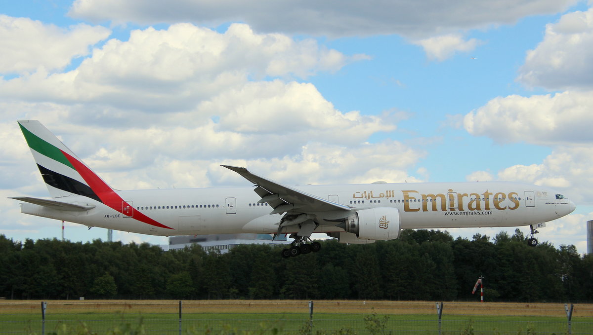Emirates, A6-EBE, MSN 32788, Boeing 777-36N(ER), 30.06.2018, HAM-EDDH, Hamburg, Germany 