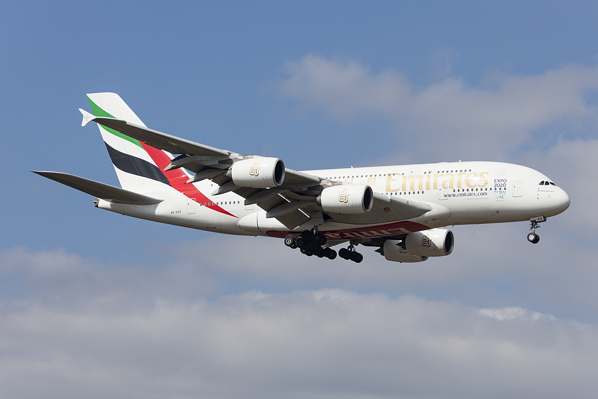 Emirates, A6-EED, Airbus, A380-861, 24.03.2018, FRA, Frankfurt, Germany 


