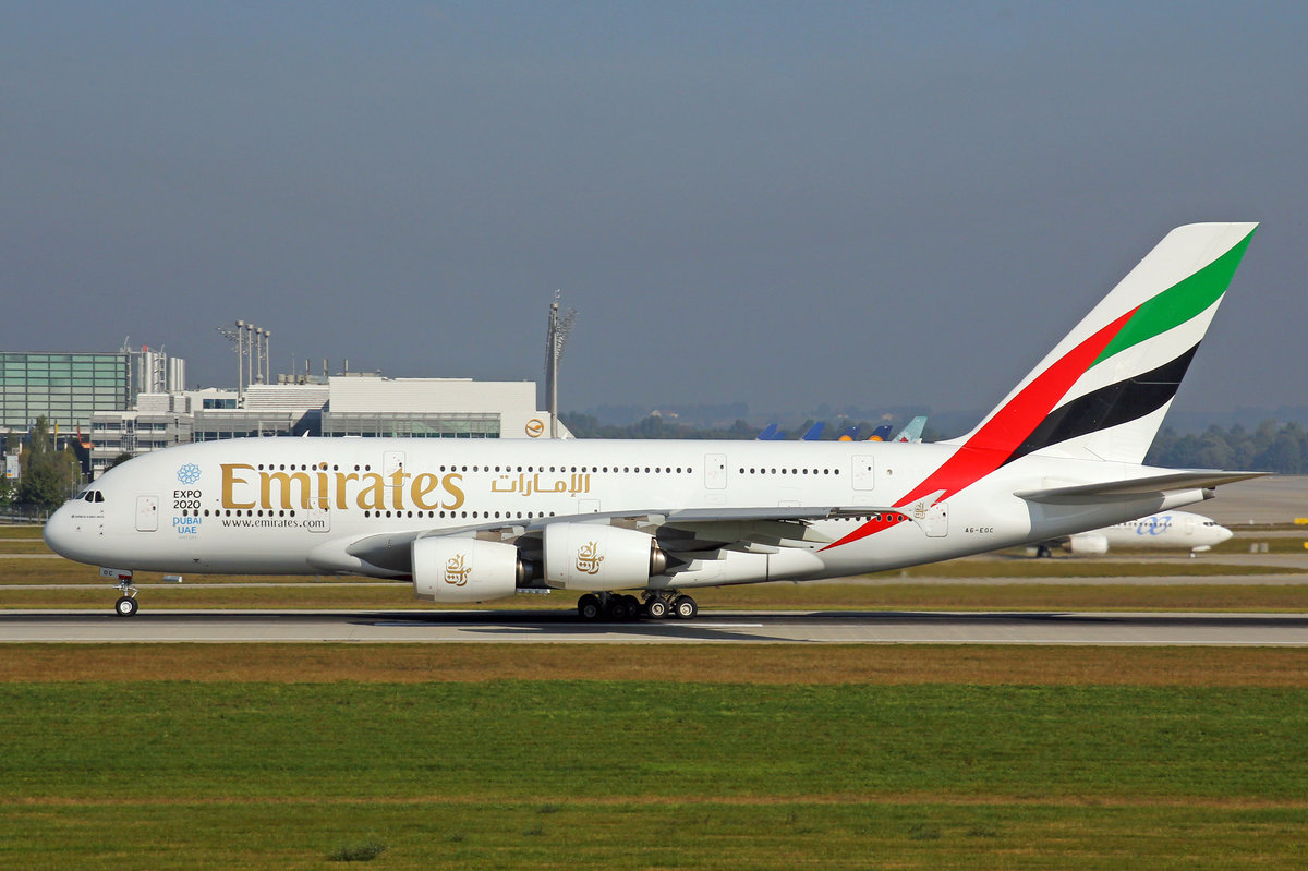 Emirates Airlines, A6-EOC, Airbus A380-861, 25.September 2016, MUC München, Germany.