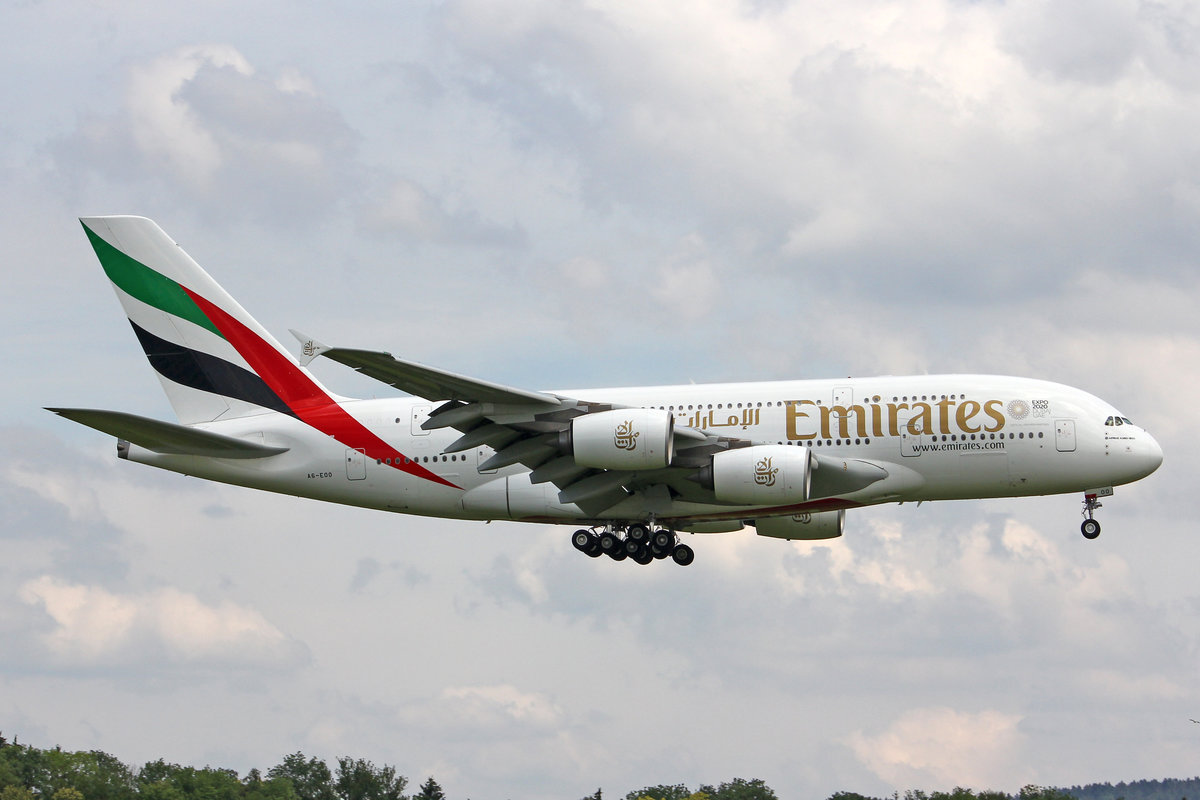 Emirates Airlines, A6-EOO, Airbus A380-861, msn: 190, 15.Juni 2018, ZRH Zürich, Switzerland.