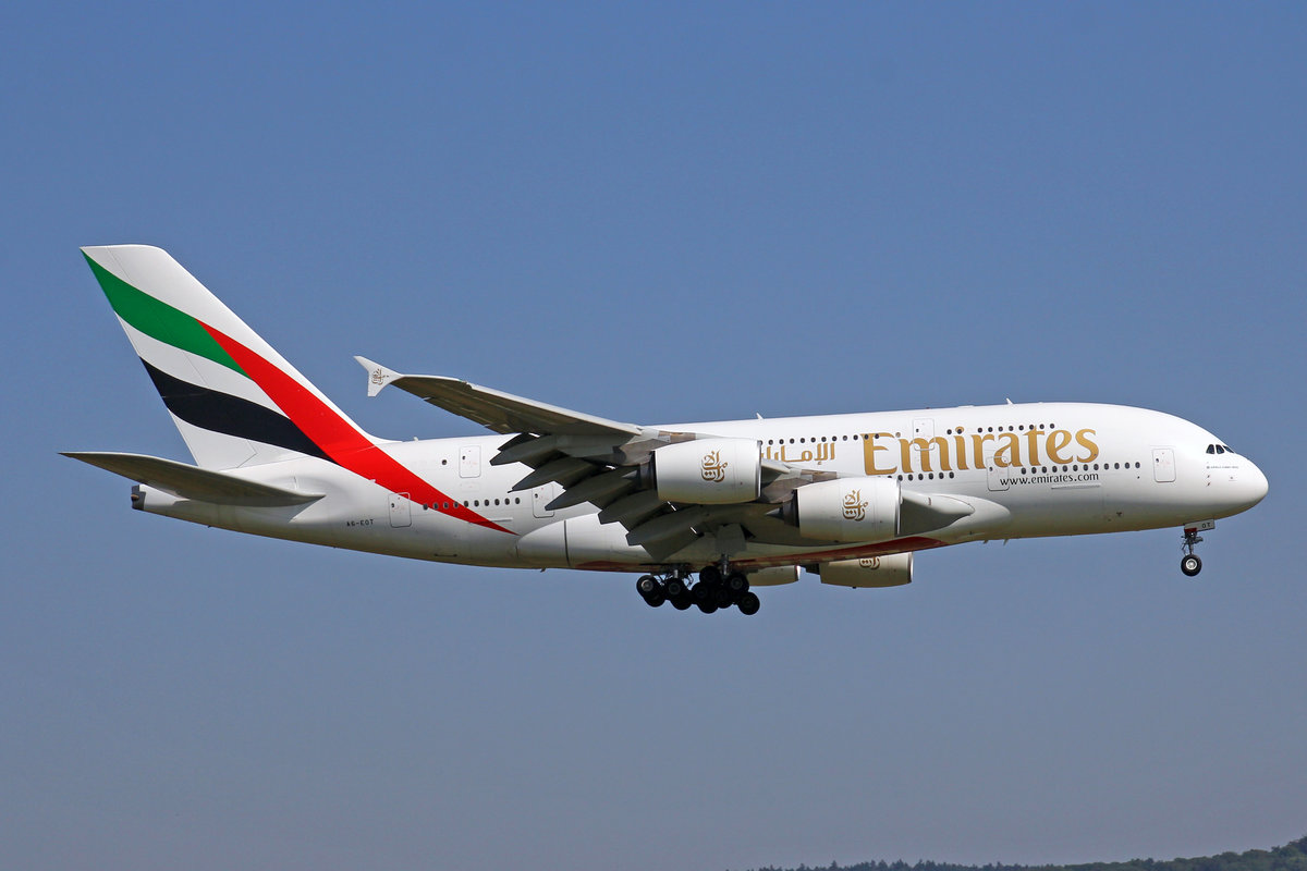 Emirates Airlines, A6-EOT, Airbus A380-861, 13.September 2016, ZRH Zürich, Switzerland.
