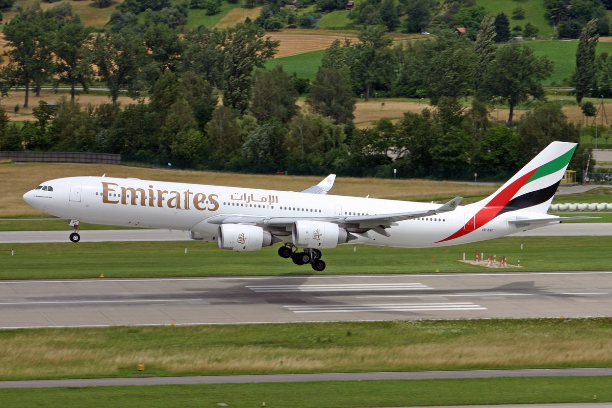 Emirates Arlines, A6-ERC, Airbus A340-541, msn: 485, 23.Juni 2007, ZRH Zürich, Switzerland.