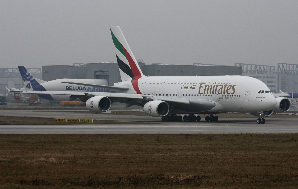 Emirates, F-WWAX, Reg.A6-EOG, (c/n 0172), Airbus A 380-861, 17.02.2015,XFW-EDHI, Hamburg-Finkenwerder, Germany 