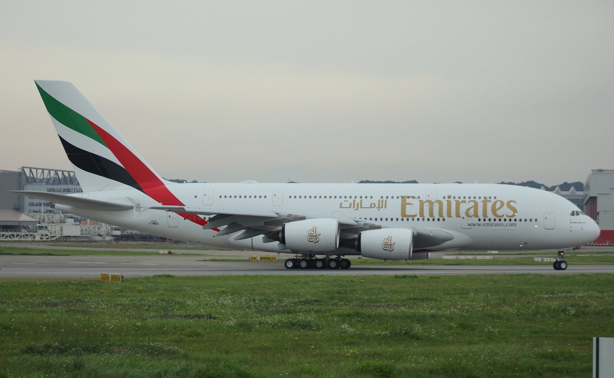 Emirates, F-WWSX, Reg.A6-EUY, MSN 0242, Airbus A 380-842,18.08.2017, XFW-EDHI, Hamburg-Finkenwerder, Germany 