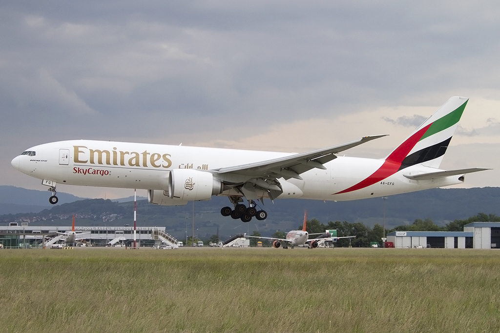 Emirates Sky Cargo, A6-EFG; Boeing. B777-F1H, 30.05.2015, BSL, Basel, Switzerland 