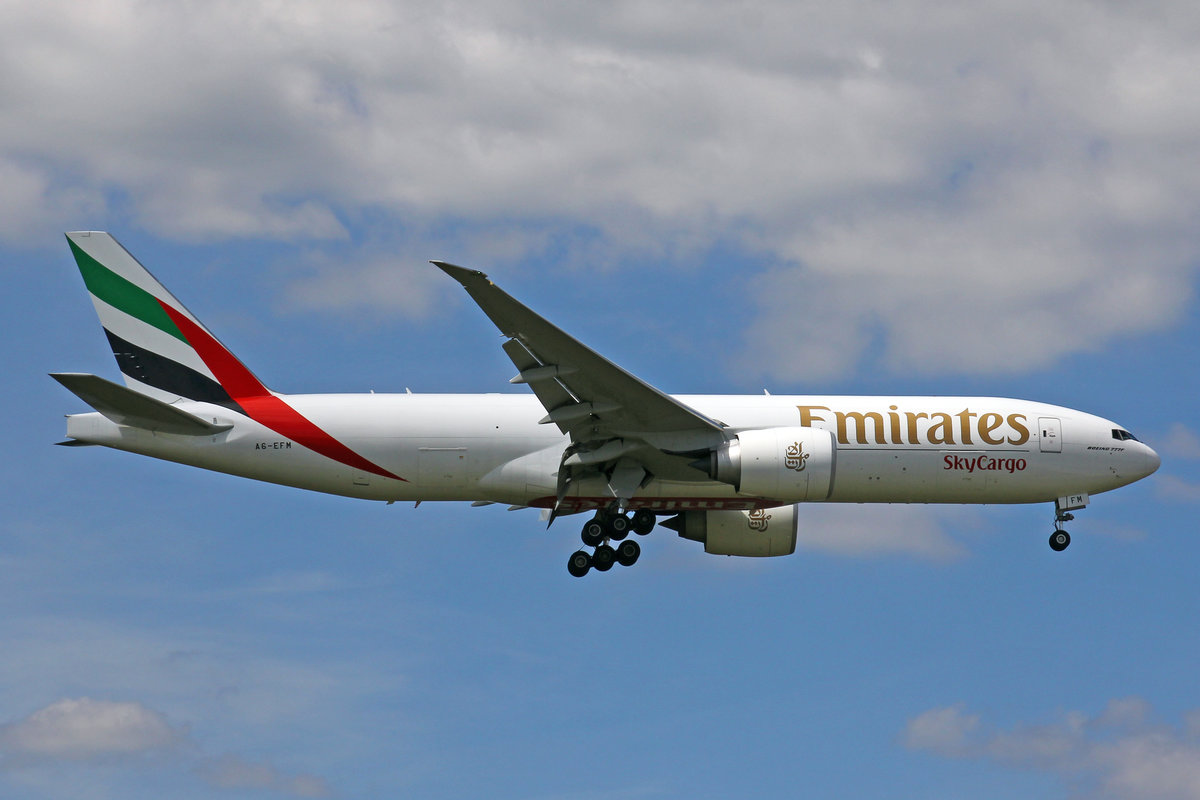 Emirates Sky Cargo, A6-EFM, Boeing 777-F1H, 21.Mai 2017, FRA Frankfurt am Main, Germany.